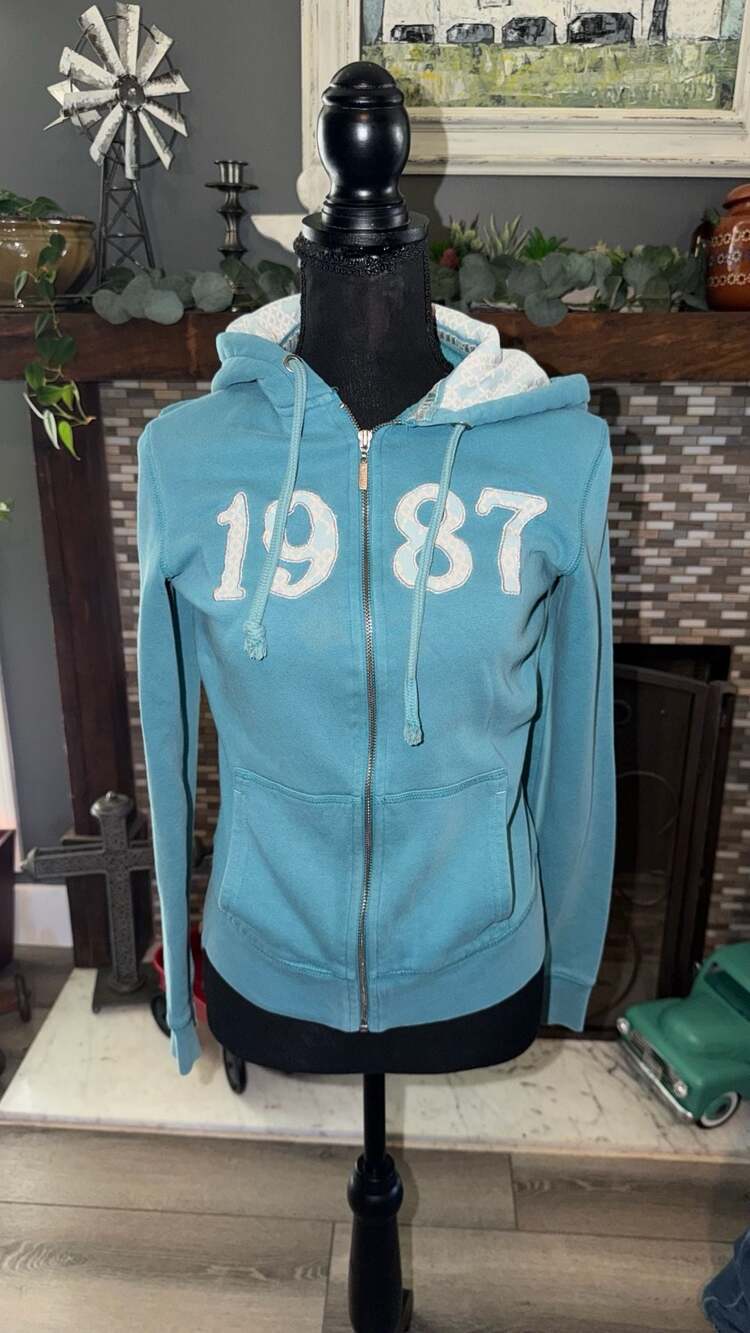 Aeropostale Zip Up Hoodie Size M Blue 1987 Y2K